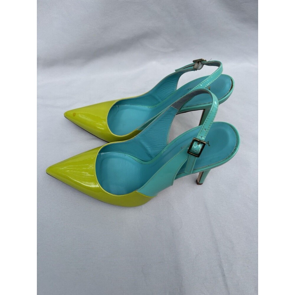 Kate Spade New York Colorblock Patent Leather Slingback Pointed Toe Heels 8B - Picture 8 of 12